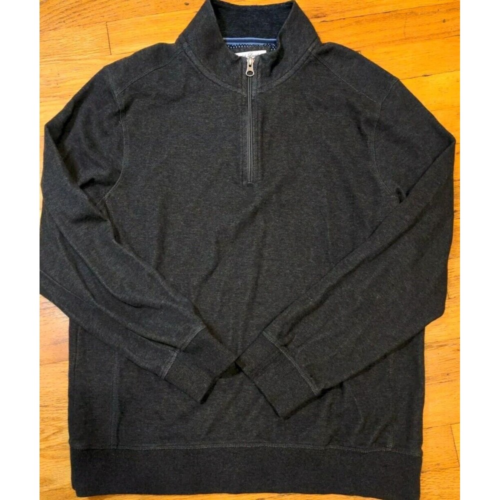 English Laundry Quarter Zip Sweater Men's Large Long Sleeve Gray Cotton Blend